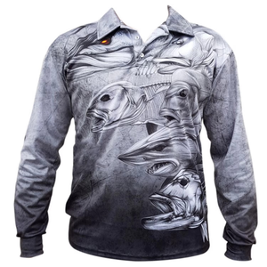 Polo de pêche à manches longues pour homme avec logo personnalisé, Spandex/Polyester UPF 50, vêtements d'extérieur, T-shirt - Product Image 1