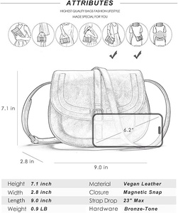 Sac à bandoulière en PU pour femmes, couleur unie, sangle réglable, fermeture à boucle, décontracté, usage quotidien, durable, léger - Product Image 2