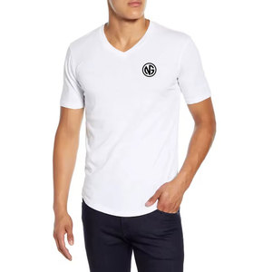 Camisetas de manga corta 100% algodón estampadas para hombre, cuello en V, ajuste holgado, transpirables y ligeras. - Product Image 1