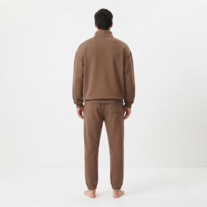 Conjunto de Sudadera con Capucha y Media Cremallera Oversize de Algodón Tejido para Hombre al por Mayor y Pantalón Jogger - Product Image 3