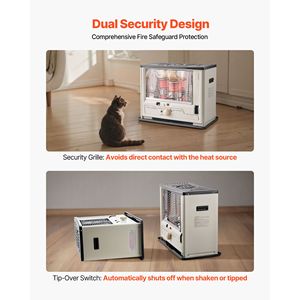 Stufa a Cherosene Portatile 10000 BTU per Interni ed Esterni con Spegnimento Automatico, Fiamma Regolabile e Protezione Antiribaltamento per Uso in Garage, Alimentata a Gas - Product Image 4