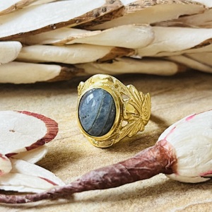 Hot Selling Labradorite <b>Rings</b> Boho Floral Bands Brass <b>Ring</b> For Women 18k <b>Gold</b> Plated Botanical <b>Cocktail</b> Finger Jewelry Wholesale - Product Image 4