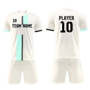 Conjunto de Camiseta de Fútbol Personalizada, Blanca y Negra, Cuello en V, Manga Corta, Unisex para Adultos, 100% Poliéster, Impresión por Sublimación, Absorbe la Humedad, Verano - Product Image 4