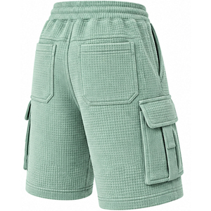 Premium <b>Mens</b> Waffle Knit <b>Shorts</b> Casual Gym <b>Shorts</b> Elastic Drawstring Waist Summer Fitness Workout Training <b>Lounge</b> Sportswear OEM - Product Image 3