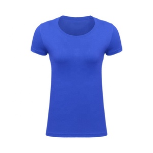 Camiseta de algodón peinado de secado rápido con cuello redondo, camisetas de manga corta de Color sólido, logotipo personalizable bordado, camiseta OEM en blanco para mujer - Product Image 1