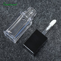 Tube de brillant à lèvres carré de 11 ml grande capacité, noir brillant, avec applicateur transparent, pour fond de teint et contour, cosmétiques, vente en gros
