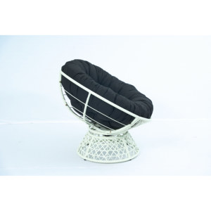 Silla Papasan redonda para interiores/exteriores con cojín de mechones gruesos y base giratoria de ratán - Product Image 2