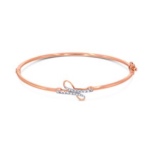 Luxury 18K Rose Gold Plated Geometric Triangle Diamond <b>Bangle</b> <b>Bracelet</b> for Women | Minimalist Open Cuff <b>Bracelet</b> | Elegant Daily - Product Image 1