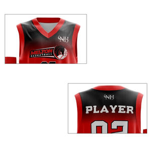 Tenue de basketball de haute qualité, confortable, à manches courtes, ensemble de maillots de basketball au meilleur design en rouge. - Product Image 6