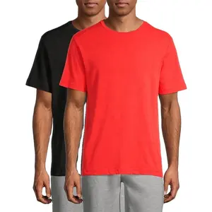 Rood En Zwart T-Shirt Heren Essentiële Ronde Hals T-Shirt Groothandel 100% Katoen Fitness Gym Sport Ademend Mannen T-Shirt