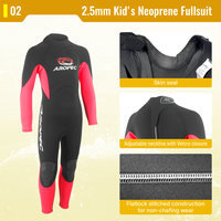 Combinaison intégrale en néoprène Aropec 2,0 mm pour enfants, fermeture éclair courte au dos, genouillères Skin Seal, coutures plates, combinaison thermique pour enfants, surf, plongée