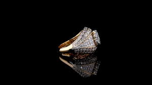 High End Multi-Row Pave Lab Grown Diamond 14K Gold Dome Style <b>Statement</b> Cocktail <b>Ring</b> IGI Certified Anniversary Wedding Jewelry - Product Image 3