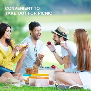 Reusable Food Storage Bags Stand Up, Leakproof Gallon, Lunch, Sandwich & Kids <b>Snack</b> <b>Containers</b> Silicone & Plastic - Product Image 5