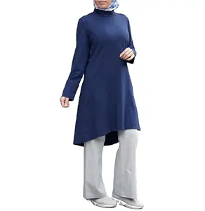 Venditore personalizzato per donna lunghezza al ginocchio abito collo cerniera camicie lunghe abbigliamento islamico felpa Streetwear Full Body Hijab 2022