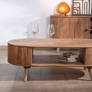 Mesa de centro Vandana Silver Balance de diseño redondeado en madera de acacia Boomer - Product Image 5