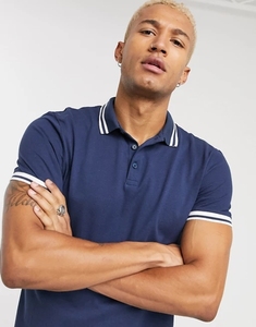 Polo à manches courtes pour homme, bleu marine, coton piqué, décontracté, couleur unie, respirant, design tricoté, coupe classique - Product Image 4