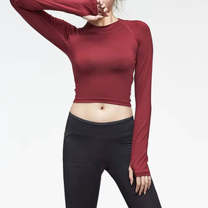 เสื้อครอปออกกำลังกายผู้หญิง สไตล์ล่าสุด ขายดี ผลิตจากผ้าฝ้าย/โพลีเอสเตอร์ - Product Image 1