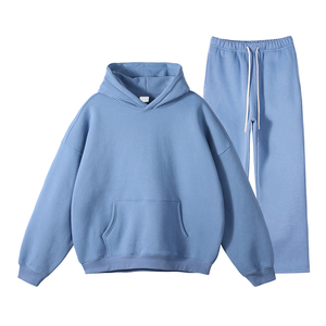 Ensemble de survêtement oversize pour homme, sweat à capuche uni et pantalon de survêtement large, 2 pièces, streetwear décontracté, vente en gros - Product Image 2