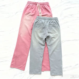 กางเกงวอร์มทรงโอเวอร์ไซส์ ล้างสีแบบแอซิดวอช พร้อมเชือกผูกเอว สำหรับผู้ชาย ผ้าฝ้าย 100% เนื้อหนา พิมพ์โลโก้ได้ตามต้องการ - Product Image 3