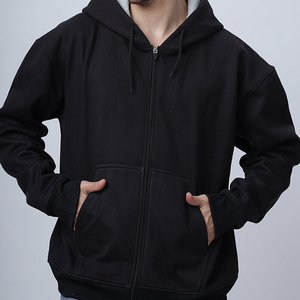 Custom <b>Men</b>’s Black Full Zip Hoodie with Contrast <b>Grey</b> Hood Lining and Split Kangaroo Pockets Casual Sweatshirt - Product Image 5