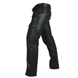 Customized Cowhide Genuine Leather High Quality Men's Straight Outdoor Fashionable Waterproof Breathable Leather <b>Pants</b> - Product Image 4