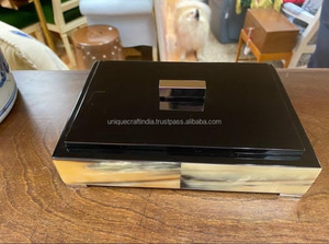 Caja de almacenamiento de recuerdo de MDF de 6x4 pulgadas hecha a mano de lujo con incrustaciones de cuerno elegante organizador de joyas para decoración del hogar y regalos - Product Image 3