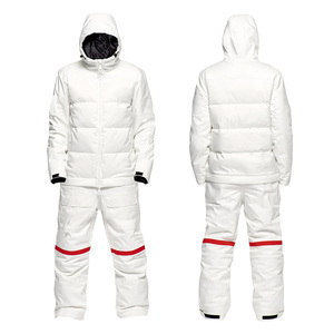 Combinaison de ski unisexe blanche pour adulte, col montant, fermeture éclair, imperméable 10 000 mm, coupe-vent, respirante, isolation en polaire - Product Image 1