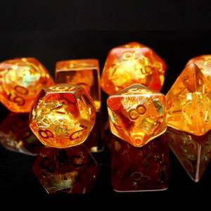 Amber Resin Polyhedral <b>Dice</b> <b>Set</b> 7pcs Gold Numbers Irregular Shape Artistic DND RPG Game <b>Dice</b> Collectible Craft - Product Image 4
