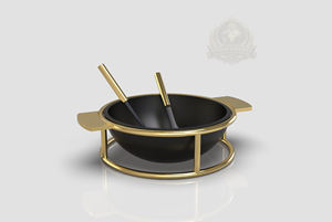 Tazón de Servir de Lujo con Base, Negro y Dorado, Tazón Premium para Servir Sopa, Diseño de Emiratos Árabes Unidos y Estados Unidos, Tazón Moderno con Marco de Metal, Diseño de Autor - Product Image 3