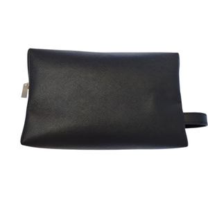 Simple Black PU Cosmetic <b>Bag</b> with Zipper Closure Medium Size Portable Travel <b>Toiletries</b> Case Organizer - Product Image 5
