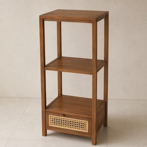 Modern <b>Solid</b> Teak <b>Wood</b> Shelf with 1 Drawer for Living Room Apartment Home Office Furniture Model SH005 - Product Image 2