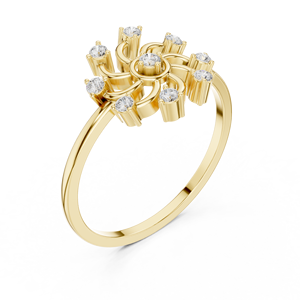 Anillos de oro macizo de 14k para mujer con diamantes de corte redondo minimalista en forma de flor, para regalo, compromiso, aniversario, boda - Product Image 3
