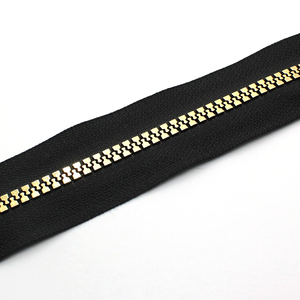 #5 Shiny Gold Teeth Plastic <b>Zipper</b> Metallic Color Resin <b>Zipper</b> for Apparel - Product Image 2