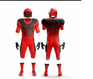 Maillot de football américain haut de gamme – Logo et couleurs personnalisés |   Ensemble de football avec maillot et pantalon |   Vêtements de sport en polyester respirant - Product Image 1