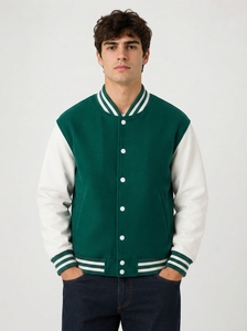 Premium Quality Leather & Wool Varsity <b>Jacket</b> Waterproof Windproof V-Neck Baseball Style Autumn <b>Men's</b> Clothing Sale - Product Image 4