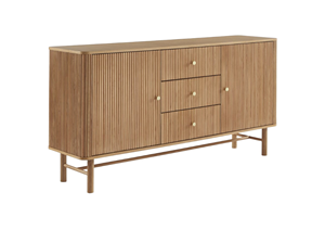 Commode autoportante minimaliste Kaede en teck massif, 3 tiroirs, finition naturelle, pour chambre, salon, entrepôt, intérieur - Product Image 3