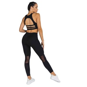 New Arrival Plus Size 100% Polyester Fitness Clothing Leggings Gym Sets ActiveWear 2 Piece Workout Women Ribbed Belt Front - Product Image 3