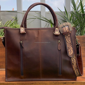 Alta calidad al por mayor personalizado mano Tooled bolso de hombro de cuero y cuero de vaca genuino Trifold Wristlet Clutch Combo Sets - Product Image 5