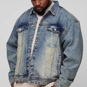 แจ็คเก็ตยีนส์สั่งทำจำนวนมาก แจ็คเก็ตโอเวอร์ไซส์ แจ็คเก็ตยีนส์ผ้าฝ้าย แจ็คเก็ตแฟชั่นฤดูใบไม้ร่วงสำหรับทุกเพศ แฟชั่นสำหรับผู้ซื้อชาวอเมริกัน - Product Image 3