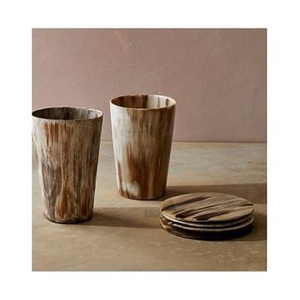 Posavasos de Cuerno Natural de Alta Calidad para el Hogar y Restaurantes, Juego de 6 con Soporte para Posavasos y Almohadillas Redondas Indias - Product Image 3