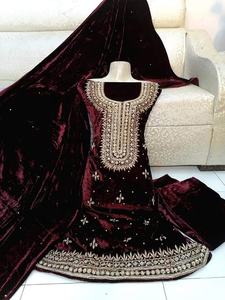 Costume Salwar Kameez, robe de mariage en velours, tenue de travail manuel indien, Shalwar, offre spéciale, 2022 - Product Image 2