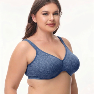 Full Cup Underwire Breathable Solid Knitted Ultra Thin Everyday Womens Plus Size H Cup Adjusted-straps Bra - Product Image 6