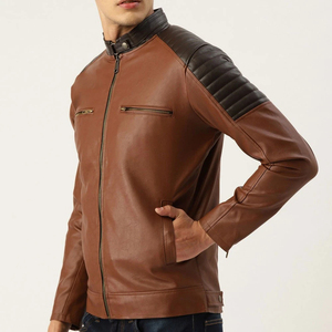 Veste en cuir véritable pour homme, style motard, imperméable, hiver, moderne, fournisseur de marques privées - Product Image 3