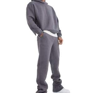 High Quality 100% Cotton Breathable Winter Hooded Heavyweight Eco-Friendly Solid Casual Gym Fitness Training Running <b>Tracksuit</b> - Product Image 2