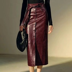 Premium <b>Women's</b> Genuine Leather <b>Skater</b> <b>Skirt</b> High Waist Anti-Bacterial Adjustable Custom OEM ODM Private Label Sample Service - Product Image 5