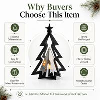 Großhandel 3D Weihnachtsbaum-Grablaterne mit schwarzem Metallrahmen und LED-Teelicht für Grabdenkmal-Einzelhandelsprogramme