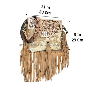 OEM ODM 2026 Factory Price Handcrafted Genuine Cowhide Leather Fringe <b>Bag</b> Designer Floral Tooling Western Style Shoulder Purse - Product Image 2