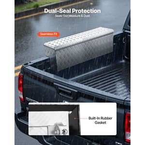 Boîte à outils robuste en aluminium pour benne de camion avec motifs antidérapants, coffre de rangement avec serrure et clé pour le rangement sur camion - Product Image 3