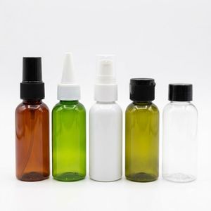 Cosmetic <b>Bottle</b> Round PET 50ml Amber Green Clear <b>Plastic</b> <b>Spray</b> Pump Cap for Essential Oil Skin Care Packaging Factory Vietnam - Product Image 1