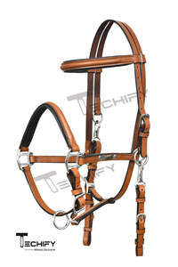 Conjunto de Brida para Caballo de Resistencia Personalizada, con Riendas de Goma, Cabezal Acolchado de Cuero, Cómodo y Duradero para Equitación - Product Image 2